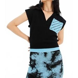 NEW PH5 river loop yarn vest with crochet patch in midnight